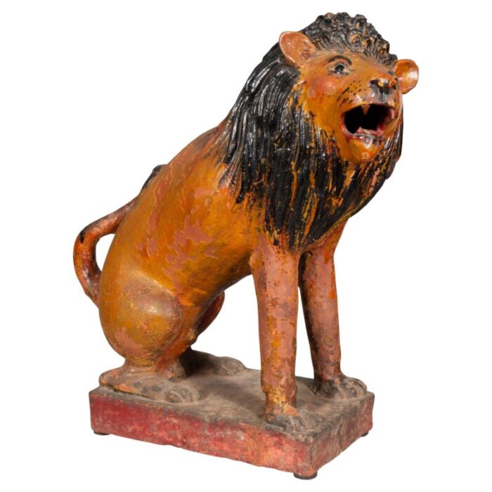 european glazed terracotta figure of a lion 6533