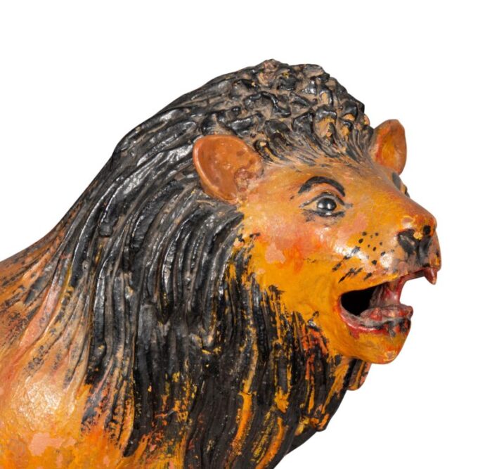 european glazed terracotta figure of a lion 8506