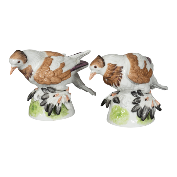 european porcelain figures of english trumpeter pigeons a pair 7173