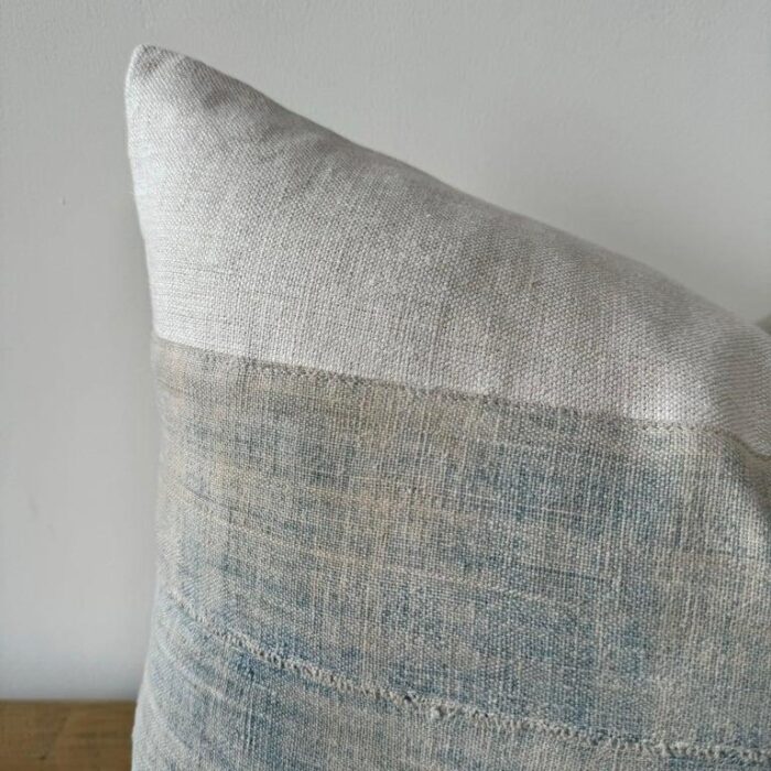 faded demin acid wash colored mud cloth pillow 1033