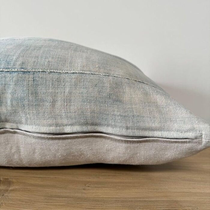 faded demin acid wash colored mud cloth pillow 1486