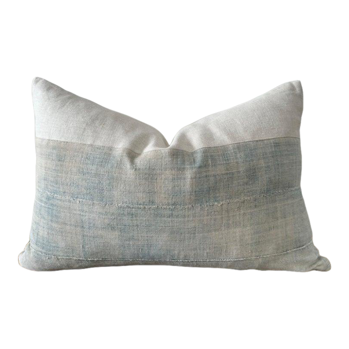 faded demin acid wash colored mud cloth pillow 6730