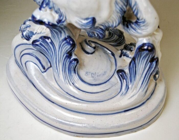 faience walking roaring lions by galle nancy st clement 1892 set of 2 4