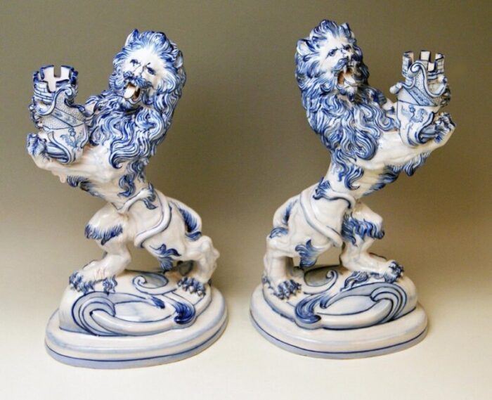 faience walking roaring lions by galle nancy st clement 1892 set of 2 6