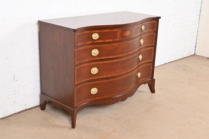 fancher furniture georgian mahogany serpentine front chest of drawers newly refinished 0055