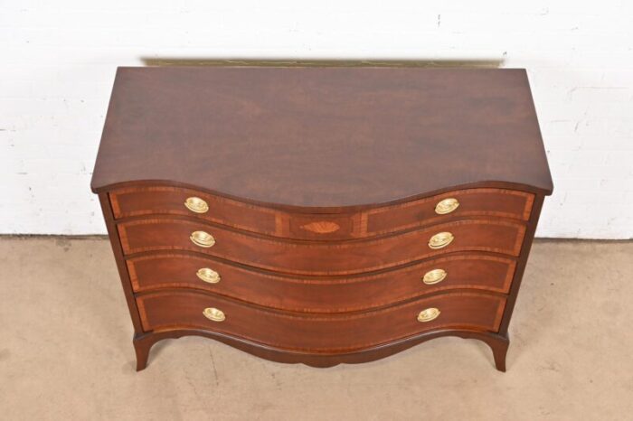 fancher furniture georgian mahogany serpentine front chest of drawers newly refinished 3150