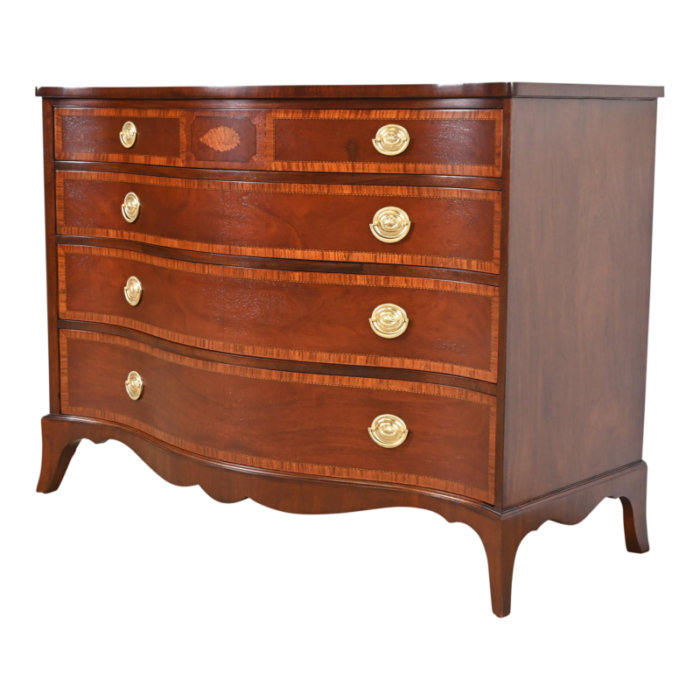 fancher furniture georgian mahogany serpentine front chest of drawers newly refinished 4989