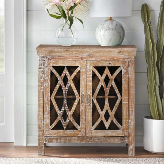 farmhouse style 2 door modern cabinet with glass doors 5610