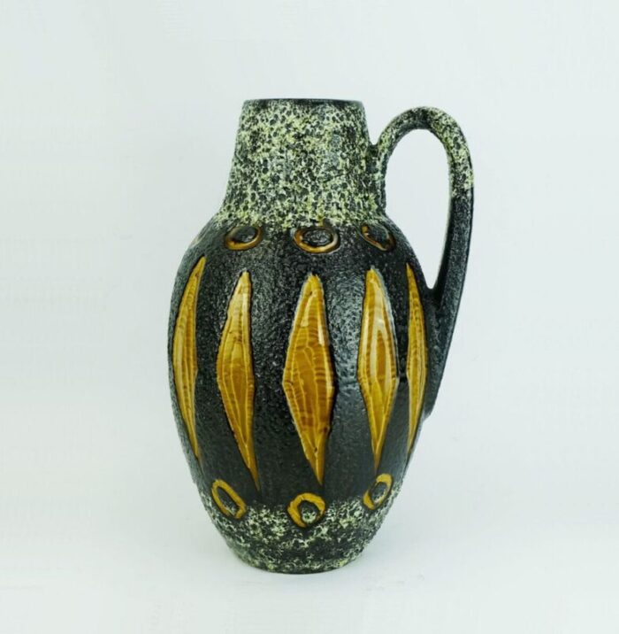 fat lava glaze ceramic no 279 38 jug vase in black white ocher from scheurich 10