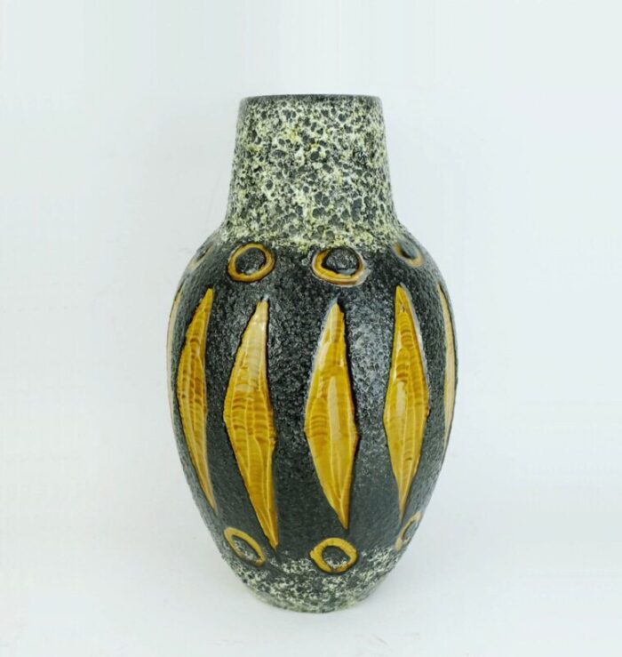 fat lava glaze ceramic no 279 38 jug vase in black white ocher from scheurich 8