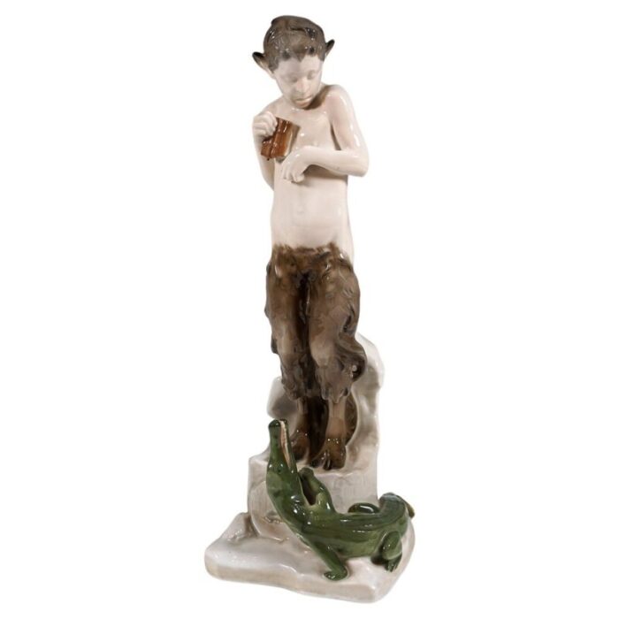 faun with crocodile figurine in porcelain from rosenthal germany 1924 1