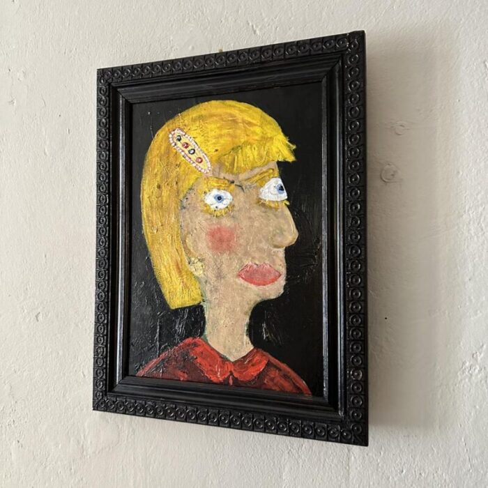 felix bachmann portrait of a woman mixed media on wood 2023 0725