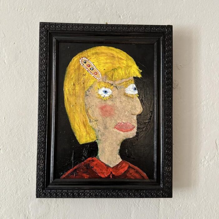 felix bachmann portrait of a woman mixed media on wood 2023 1704