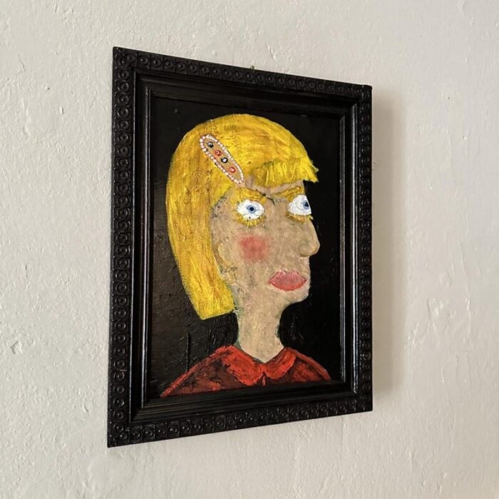 felix bachmann portrait of a woman mixed media on wood 2023 9042