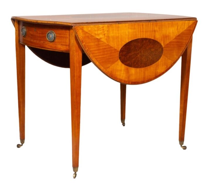 fine george iii satinwood and amboyna pembroke table 1058