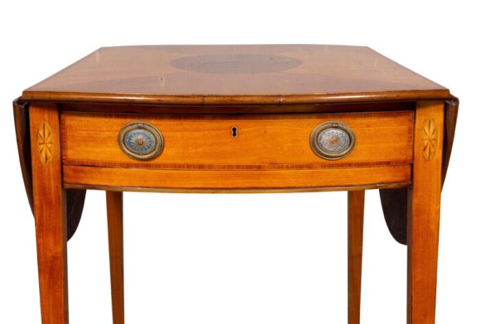 fine george iii satinwood and amboyna pembroke table 4601