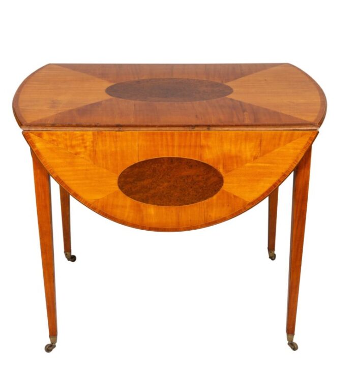 fine george iii satinwood and amboyna pembroke table 7799