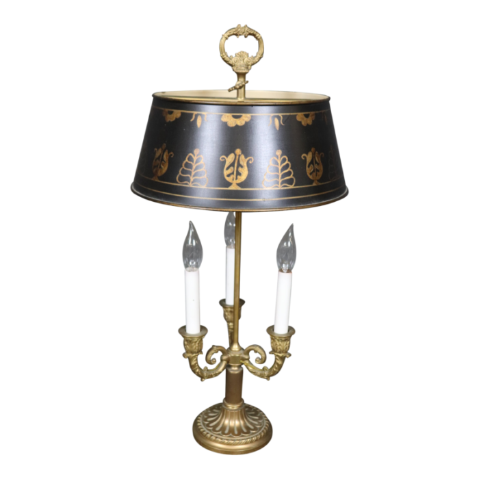 fine quality bronze brass metal tole painted bouillotte table lamp 1169