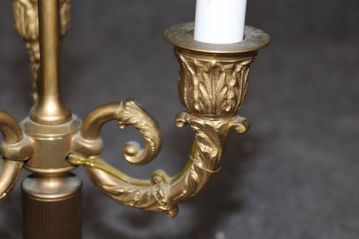 fine quality bronze brass metal tole painted bouillotte table lamp 2876