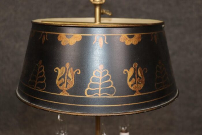 fine quality bronze brass metal tole painted bouillotte table lamp 3334