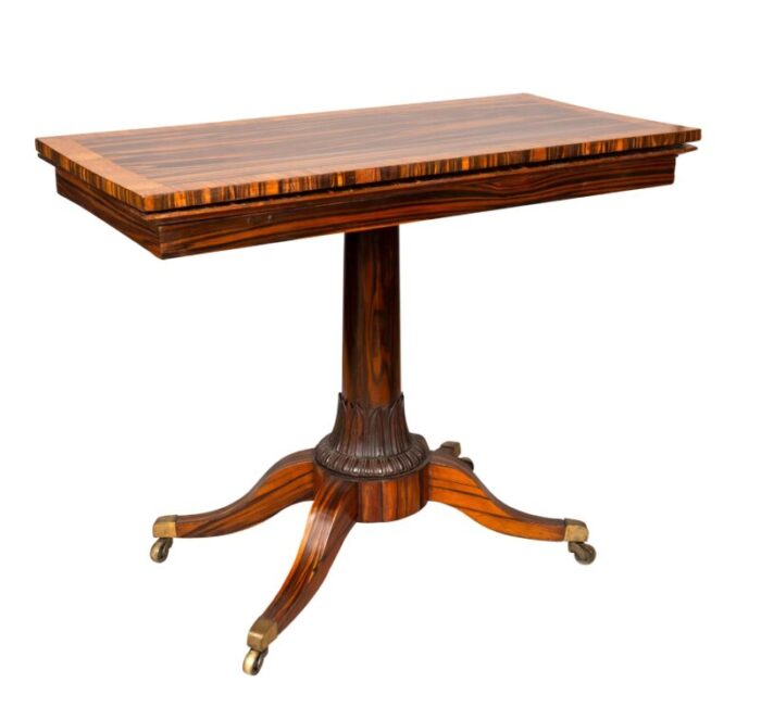 fine regency calamander and rosewood games table 3431