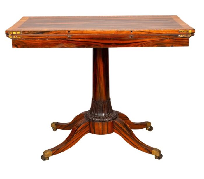 fine regency calamander and rosewood games table 8829