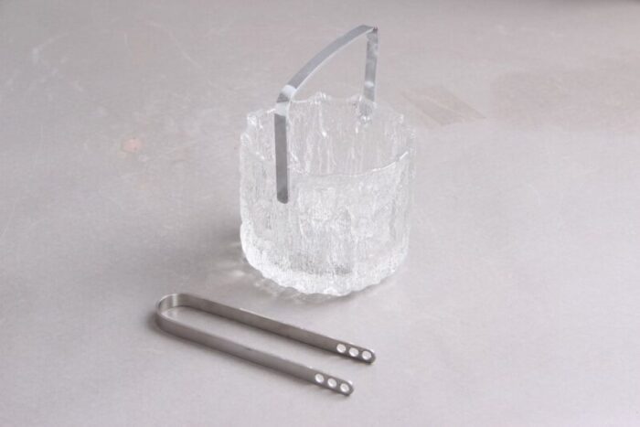 finnish iittala ice bucket with stelton ice cream tongs by tapio workkala 1970s set of 2 3