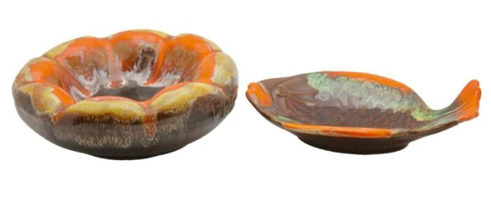 fish and oyster plates with drip glaze from vallauris set of 3 13