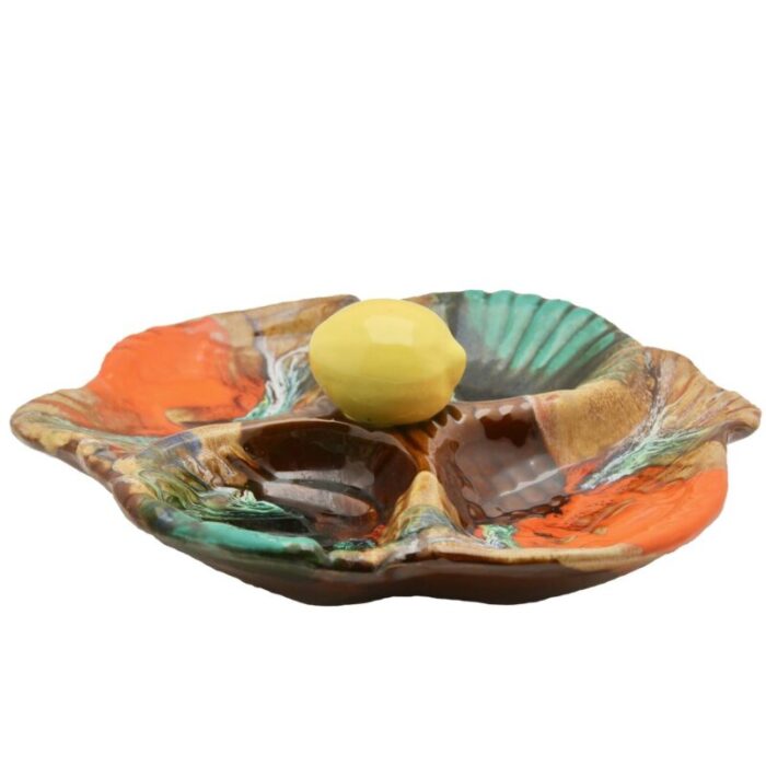 fish and oyster plates with drip glaze from vallauris set of 3 2