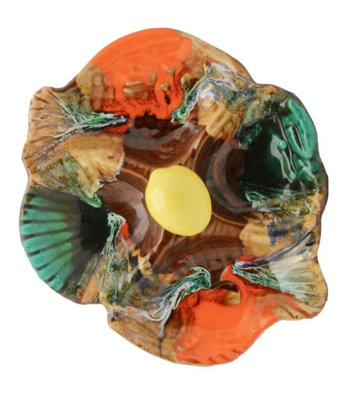 fish and oyster plates with drip glaze from vallauris set of 3 3