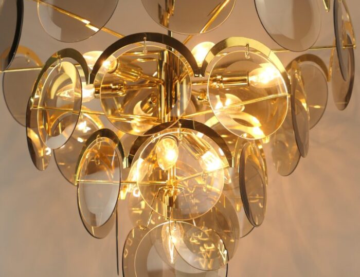 five tier glass chandelier from vistosi 1970s 6808