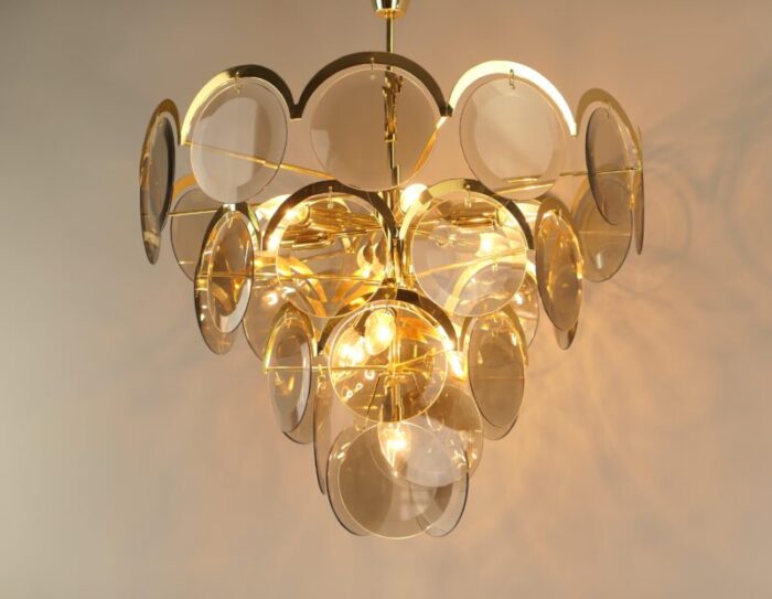 five tier glass chandelier from vistosi 1970s 8497