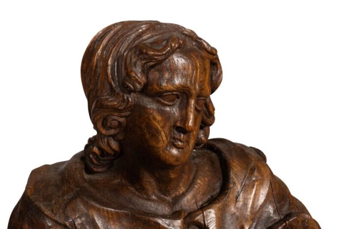 flemish baroque carved oak figure of a scholar 1147