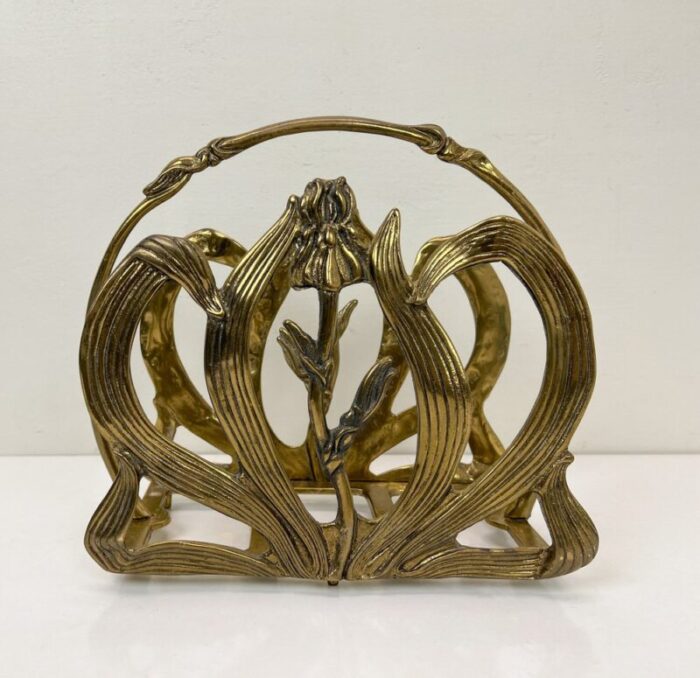 floral magazine rack in brass by gilde handwerk 1970s 1