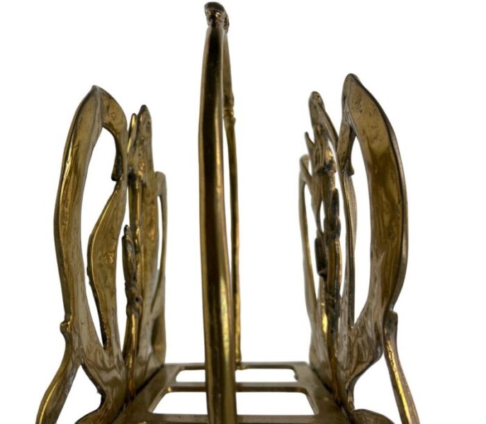 floral magazine rack in brass by gilde handwerk 1970s 12