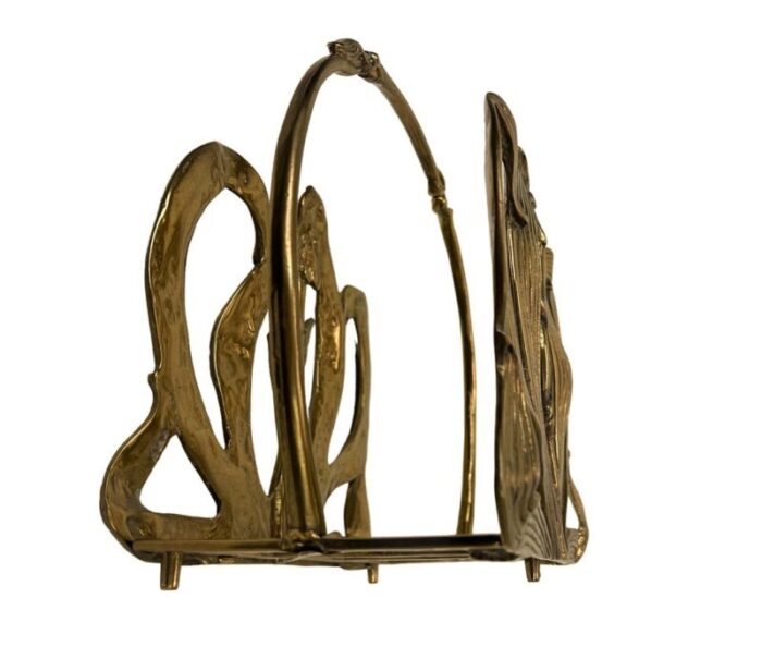 floral magazine rack in brass by gilde handwerk 1970s 13