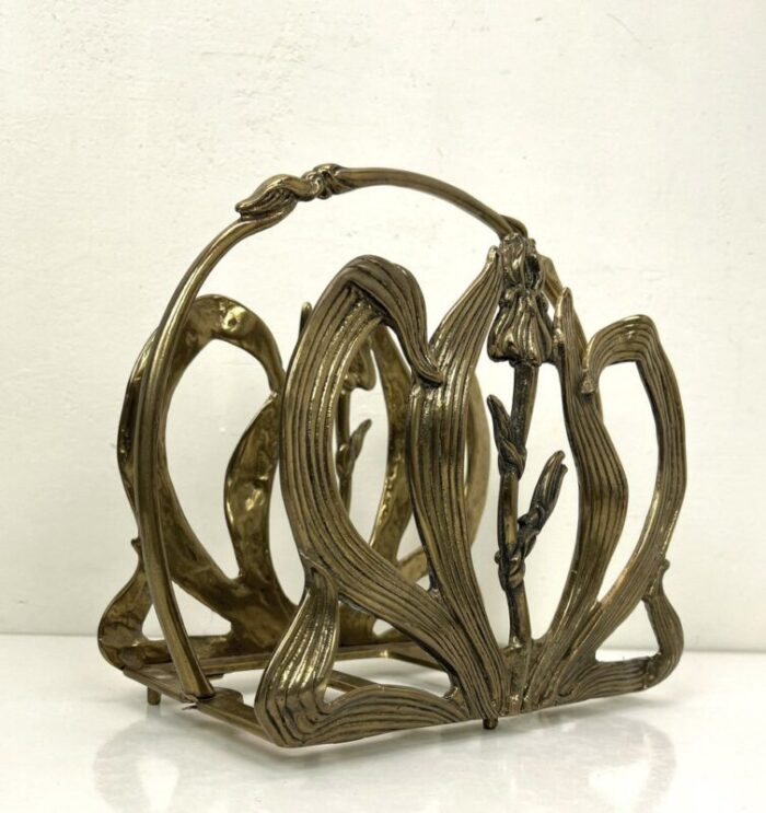 floral magazine rack in brass by gilde handwerk 1970s 2