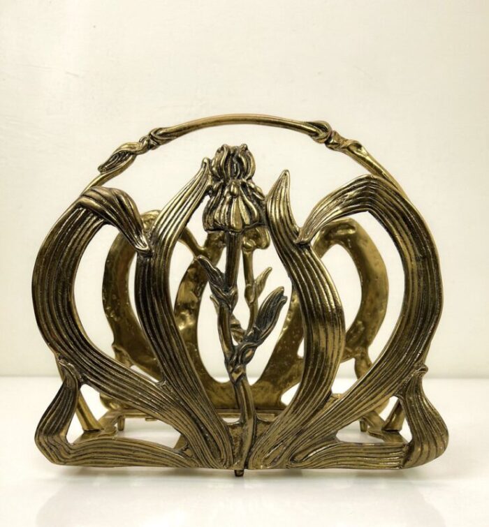 floral magazine rack in brass by gilde handwerk 1970s 8