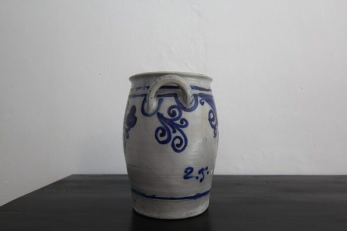 folk art german grey and cobalt blue stoneware jar 1890s 10