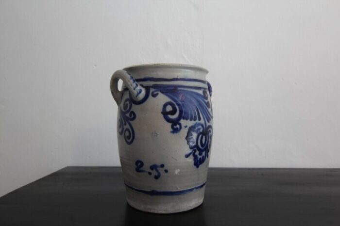 folk art german grey and cobalt blue stoneware jar 1890s 11