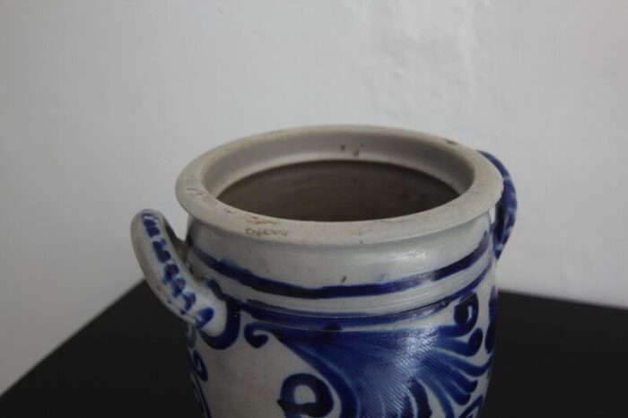 folk art german grey and cobalt blue stoneware jar 1890s 12