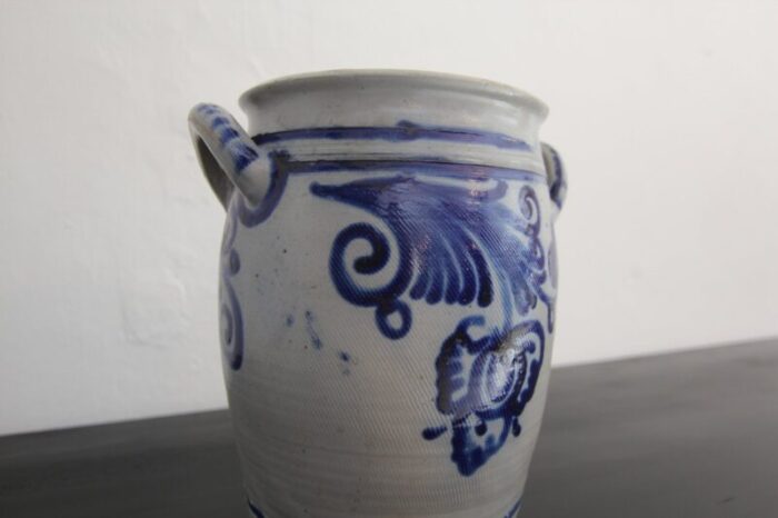 folk art german grey and cobalt blue stoneware jar 1890s 14