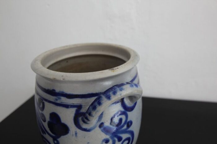 folk art german grey and cobalt blue stoneware jar 1890s 15