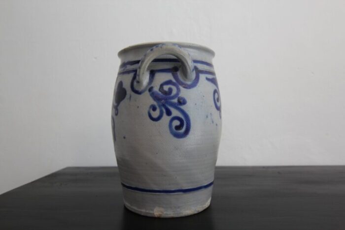 folk art german grey and cobalt blue stoneware jar 1890s 17