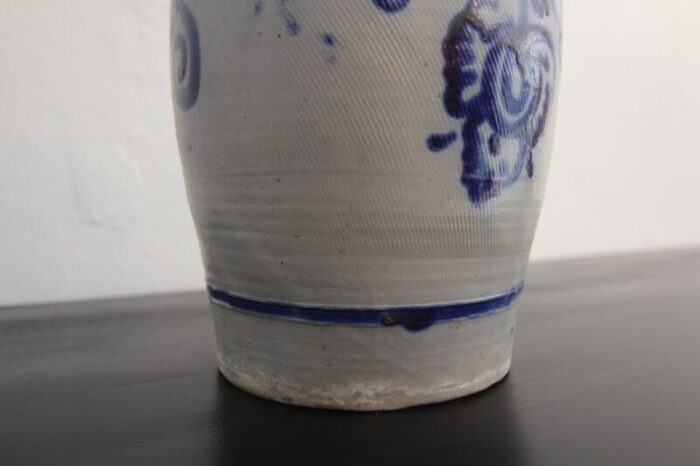 folk art german grey and cobalt blue stoneware jar 1890s 18