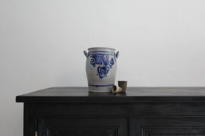 folk art german grey and cobalt blue stoneware jar 1890s 3