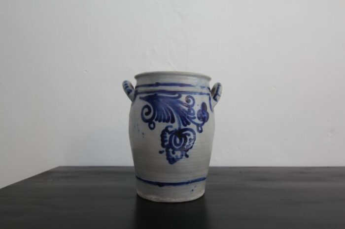 folk art german grey and cobalt blue stoneware jar 1890s 6