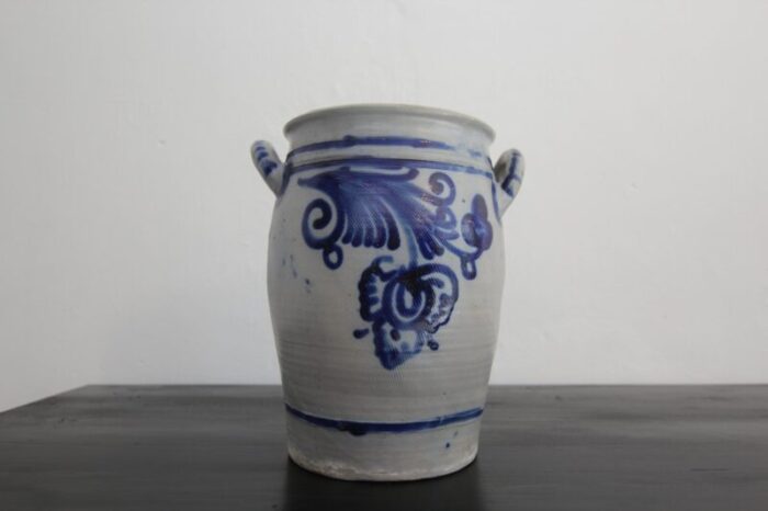 folk art german grey and cobalt blue stoneware jar 1890s 7