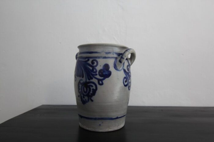 folk art german grey and cobalt blue stoneware jar 1890s 8