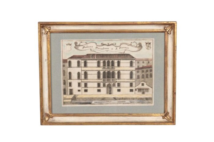 framed colored engravings of venetian palazzoss set of 9 2060